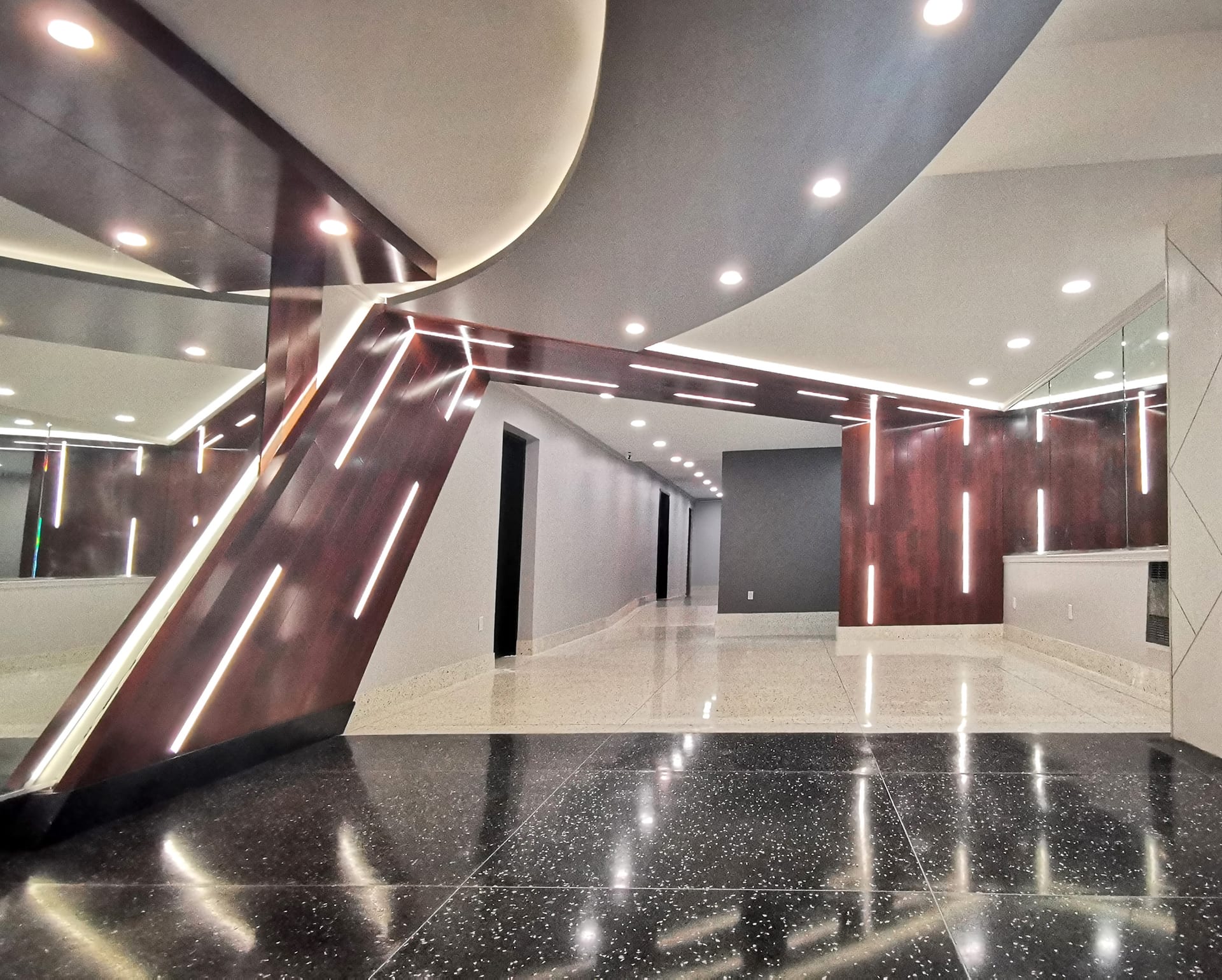 Modern luxury lobby built by Prestige Skyline in NYC